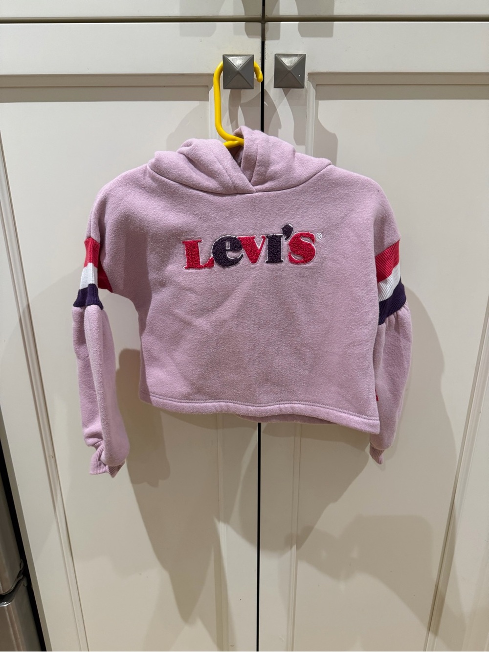 Levi's 2t Girls' Pink Hooded Crop Sweatshirt